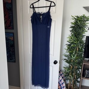 NWOT VENUS Navy Blue Lingerie Maxi Lacy Sleep Dress Sz1X